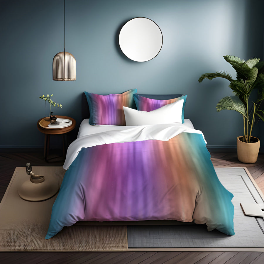 Soft Pastel Vertical Gradient Stripe Pattern Duvet Cover