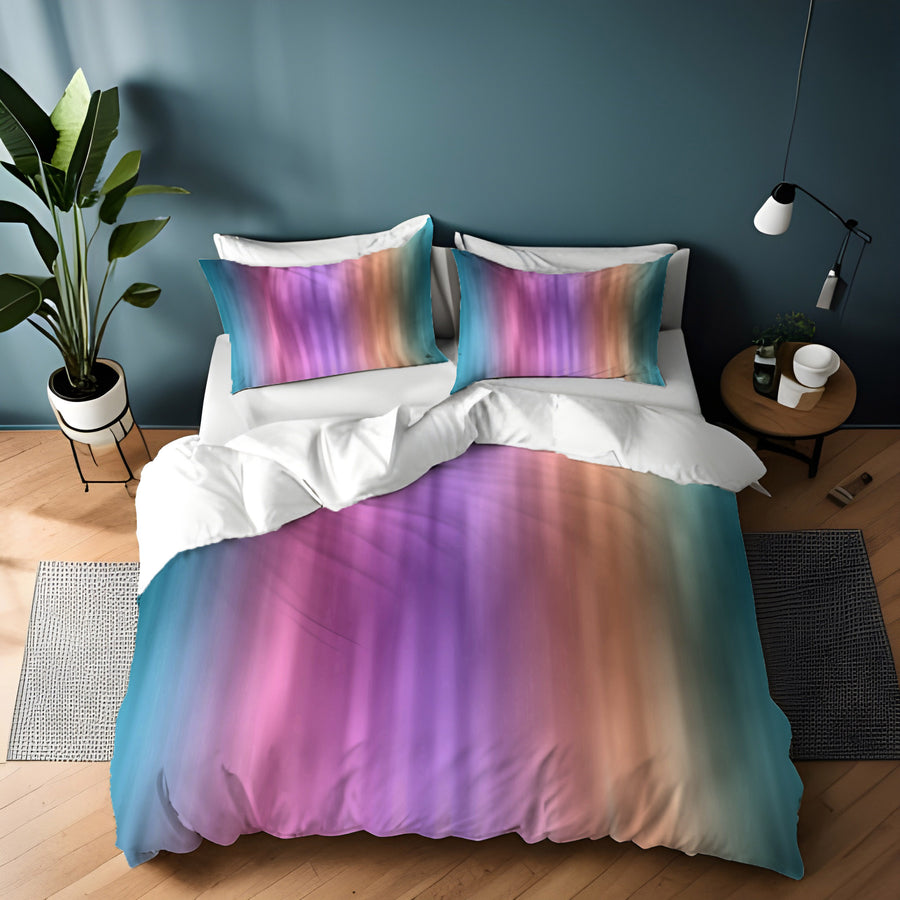 Soft Pastel Vertical Gradient Stripe Pattern Duvet Cover