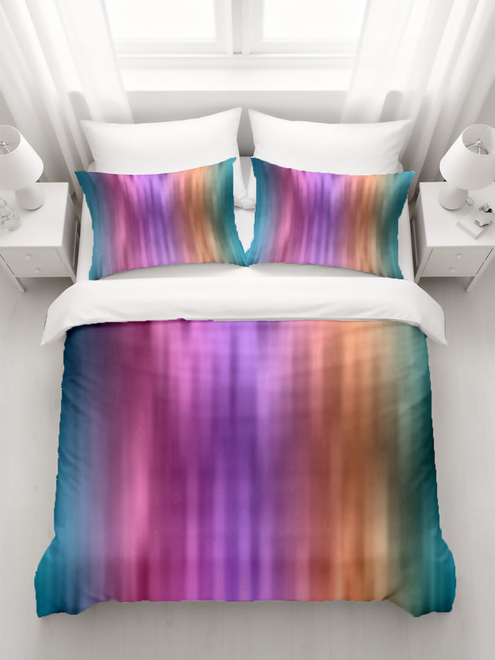 Soft Pastel Vertical Gradient Stripe Pattern Duvet Cover
