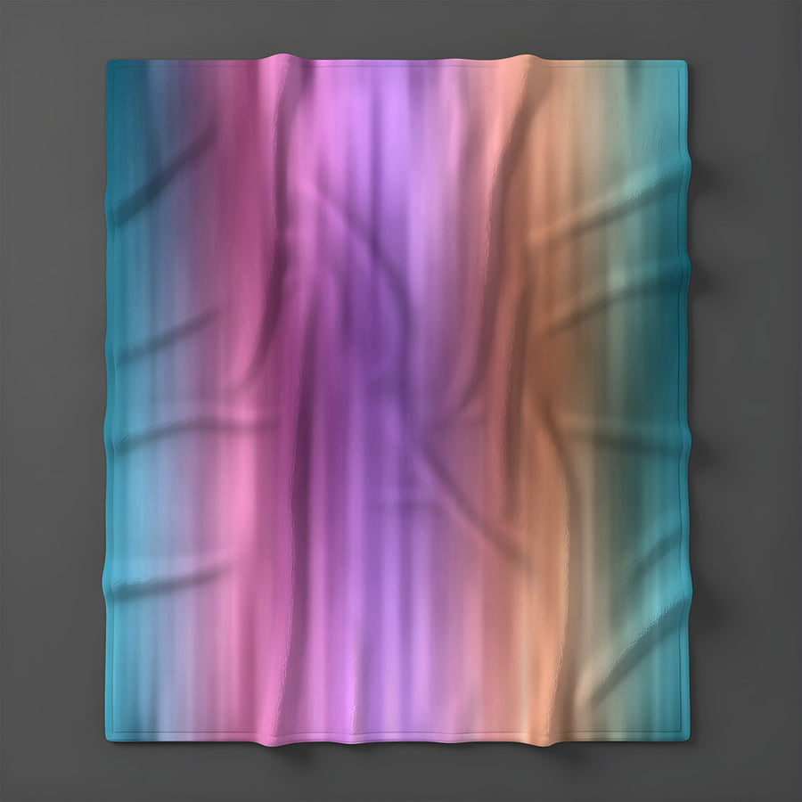Soft Pastel Vertical Gradient Stripe Pattern Fleece Sherpa Blanket