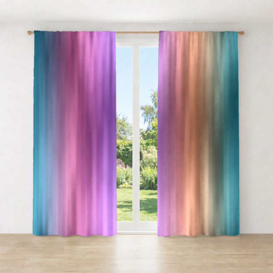 Soft Pastel Vertical Gradient Stripe Pattern Window Curtains