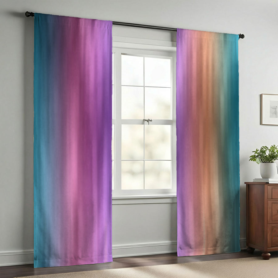 Soft Pastel Vertical Gradient Stripe Pattern Window Curtains