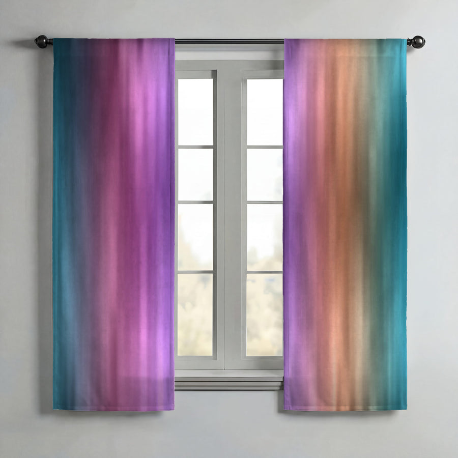 Soft Pastel Vertical Gradient Stripe Pattern Window Curtains