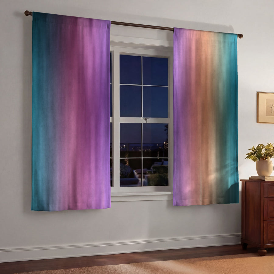 Soft Pastel Vertical Gradient Stripe Pattern Window Curtains