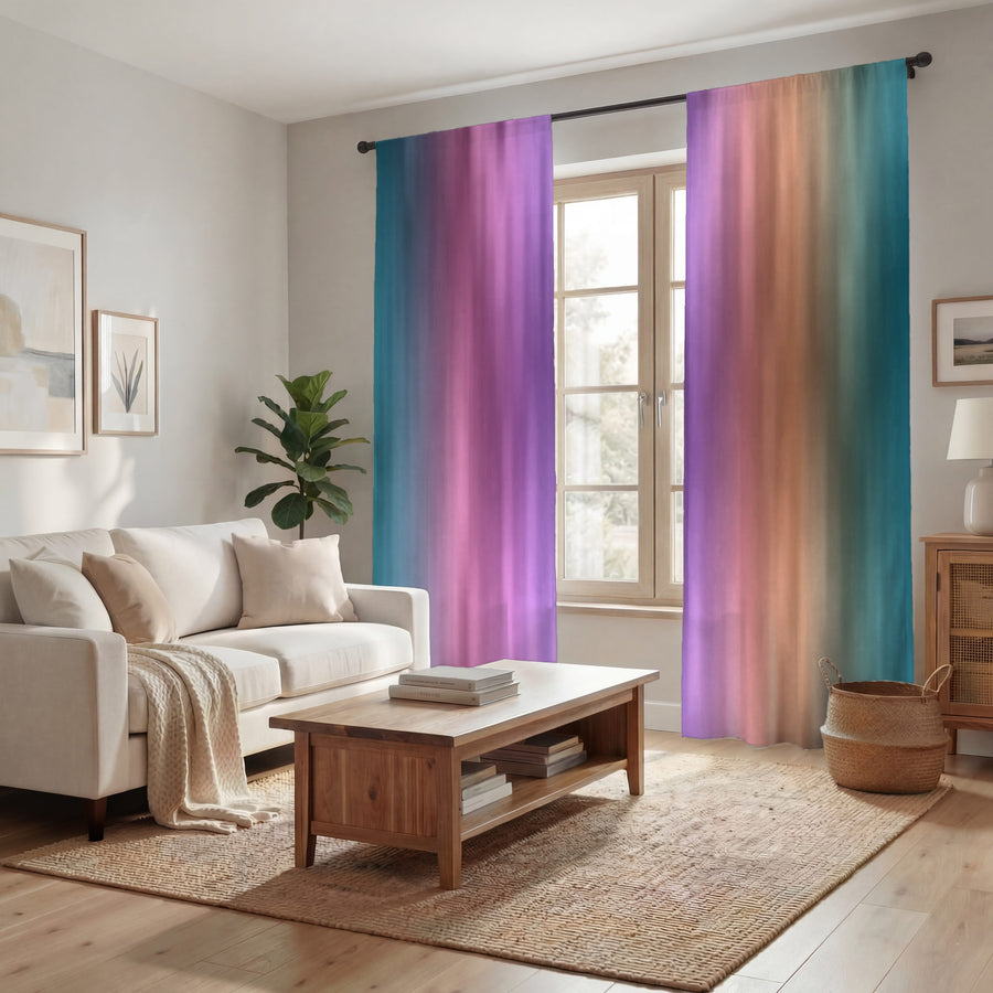 Soft Pastel Vertical Gradient Stripe Pattern Window Curtains