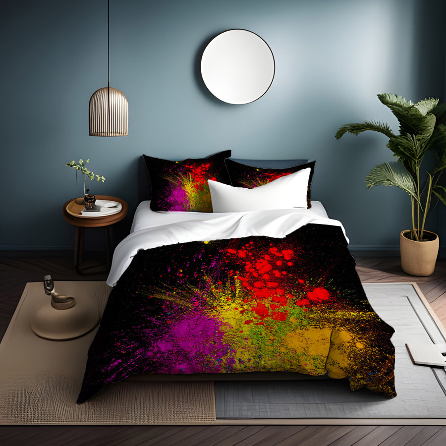 Bright Powder Burst Abstract Pattern Duvet Cover