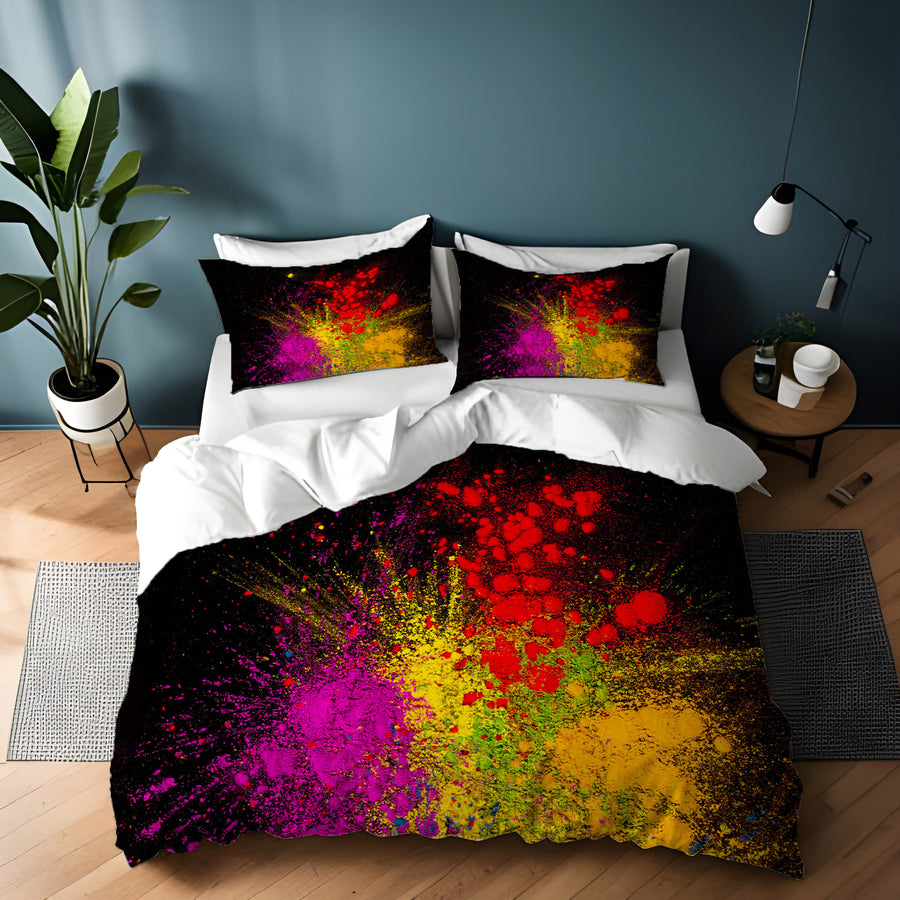 Bright Powder Burst Abstract Pattern Duvet Cover