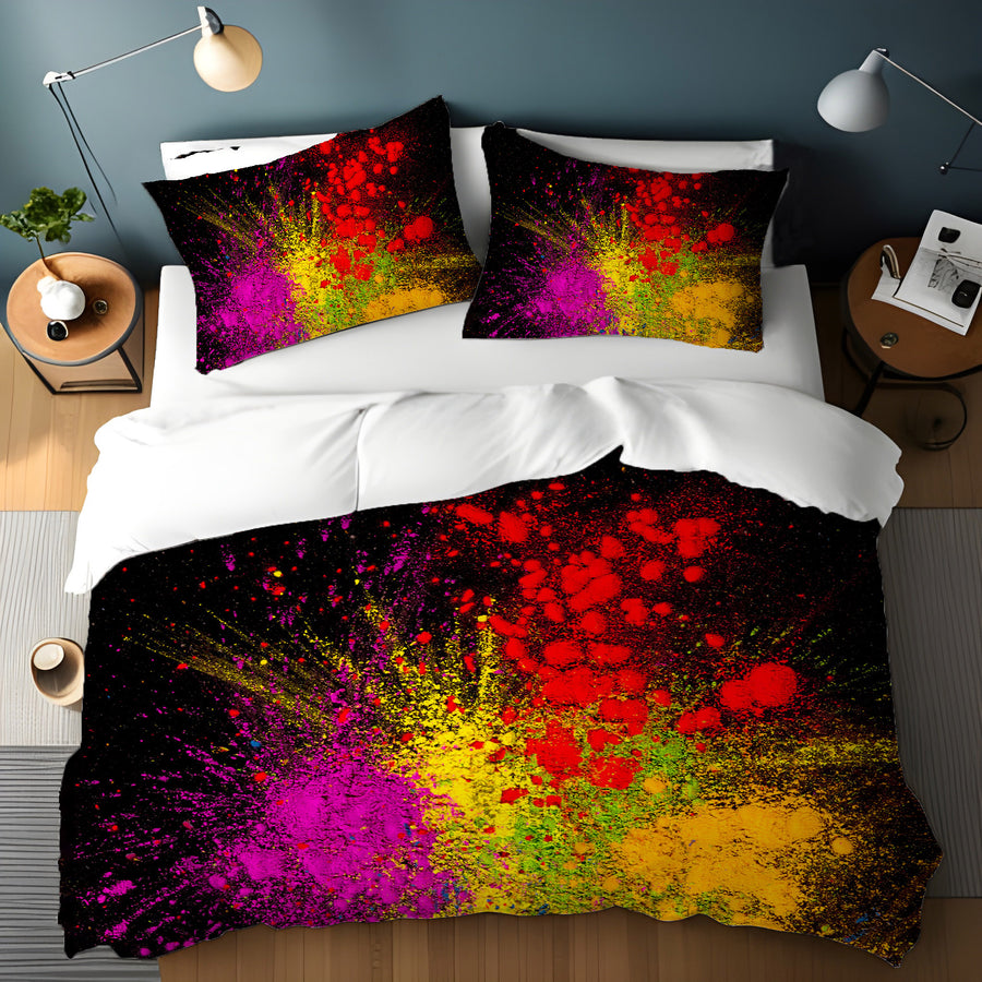 Bright Powder Burst Abstract Pattern Duvet Cover