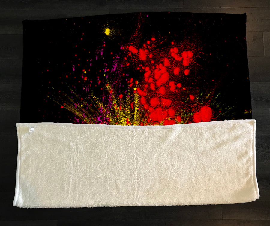 Bright Powder Burst Abstract Pattern Fleece Sherpa Blanket