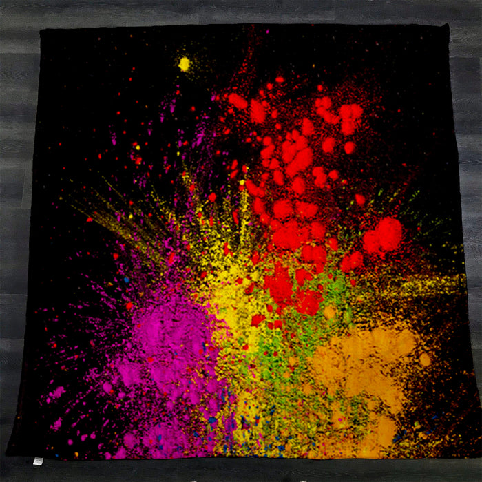 Bright Powder Burst Abstract Pattern Fleece Sherpa Blanket