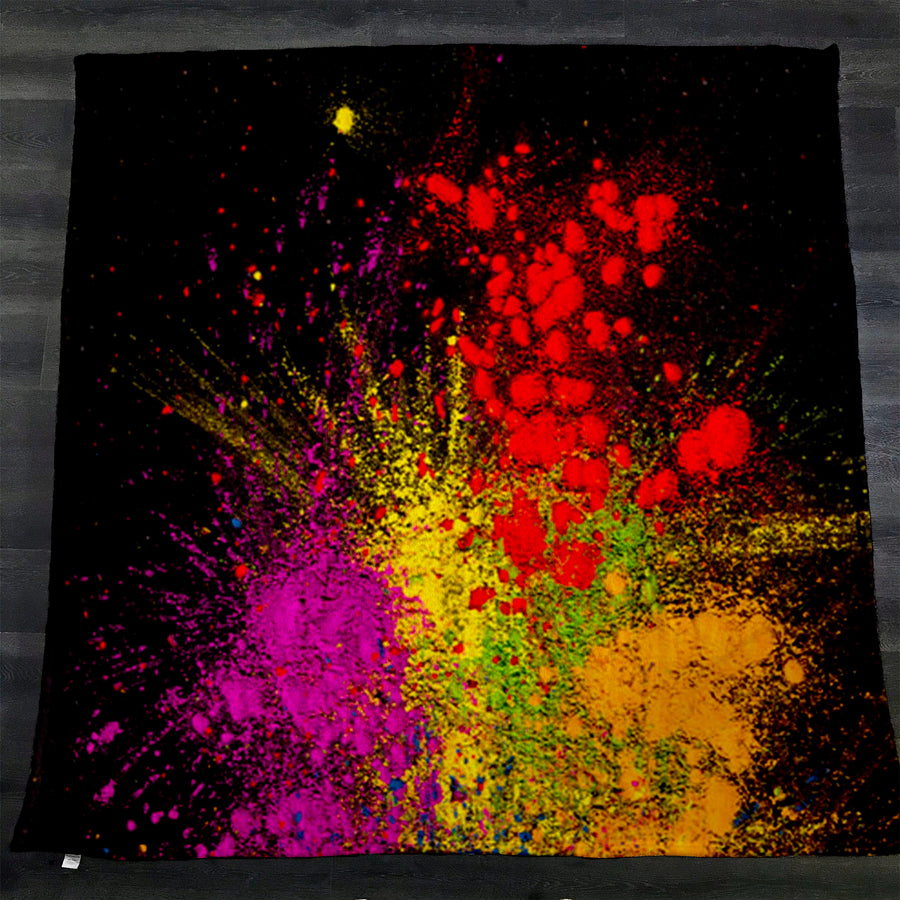Bright Powder Burst Abstract Pattern Fleece Sherpa Blanket