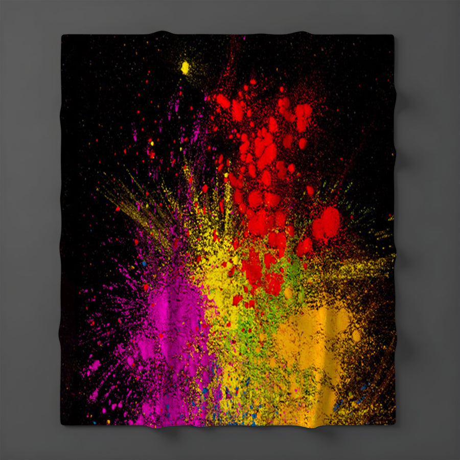 Bright Powder Burst Abstract Pattern Fleece Sherpa Blanket