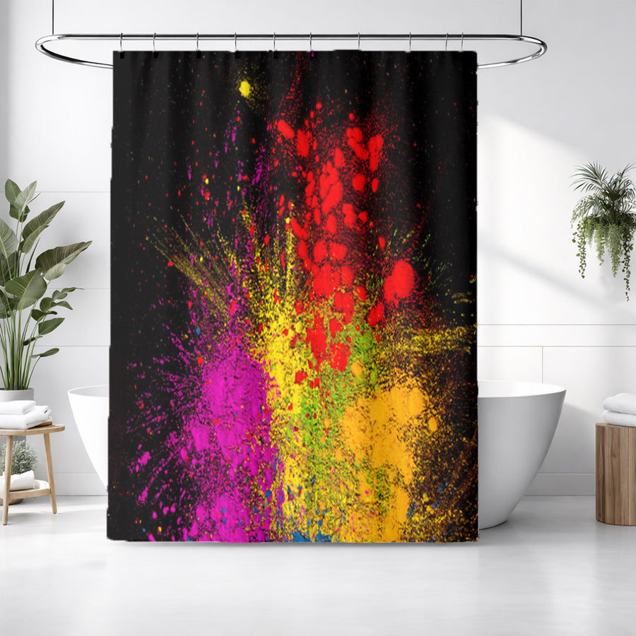 Bright Powder Burst Abstract Pattern Shower Curtain