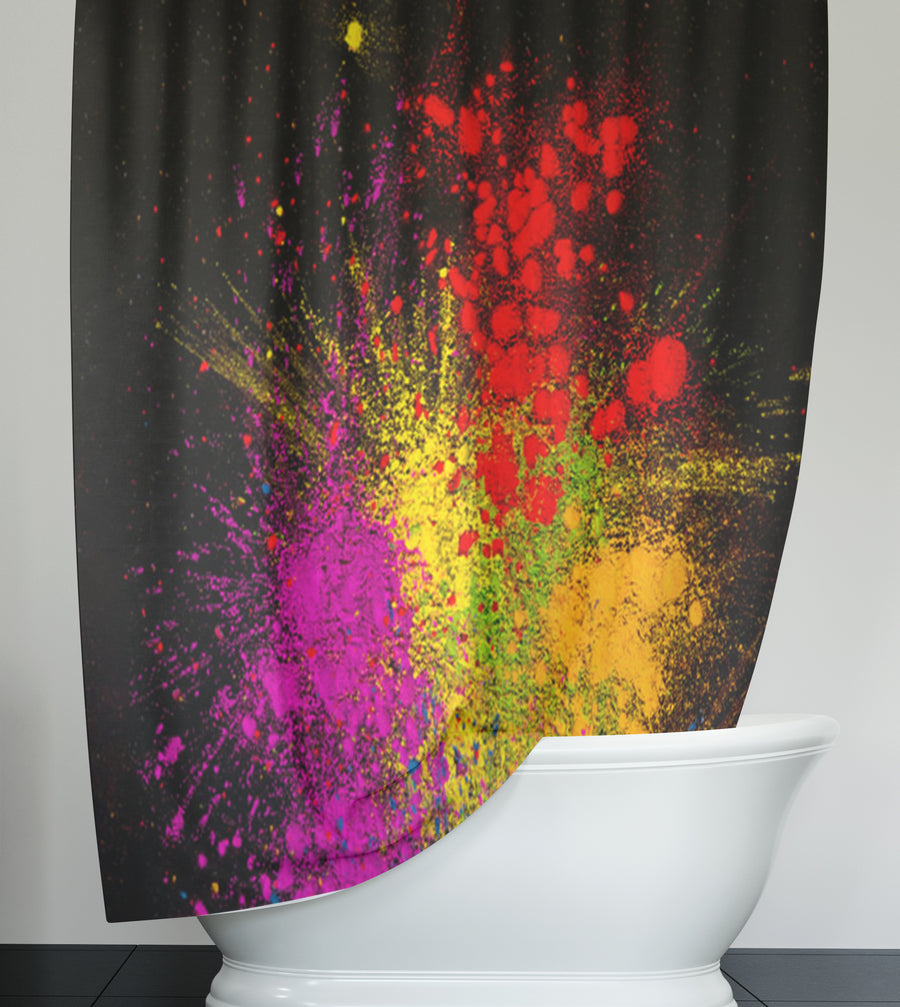 Bright Powder Burst Abstract Pattern Shower Curtain