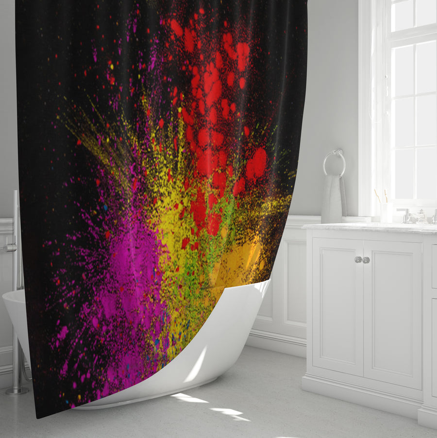 Bright Powder Burst Abstract Pattern Shower Curtain