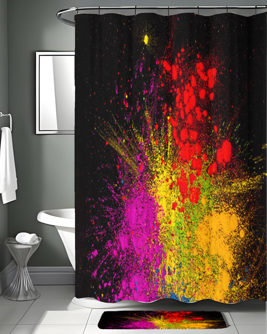 Bright Powder Burst Abstract Pattern Shower Curtain