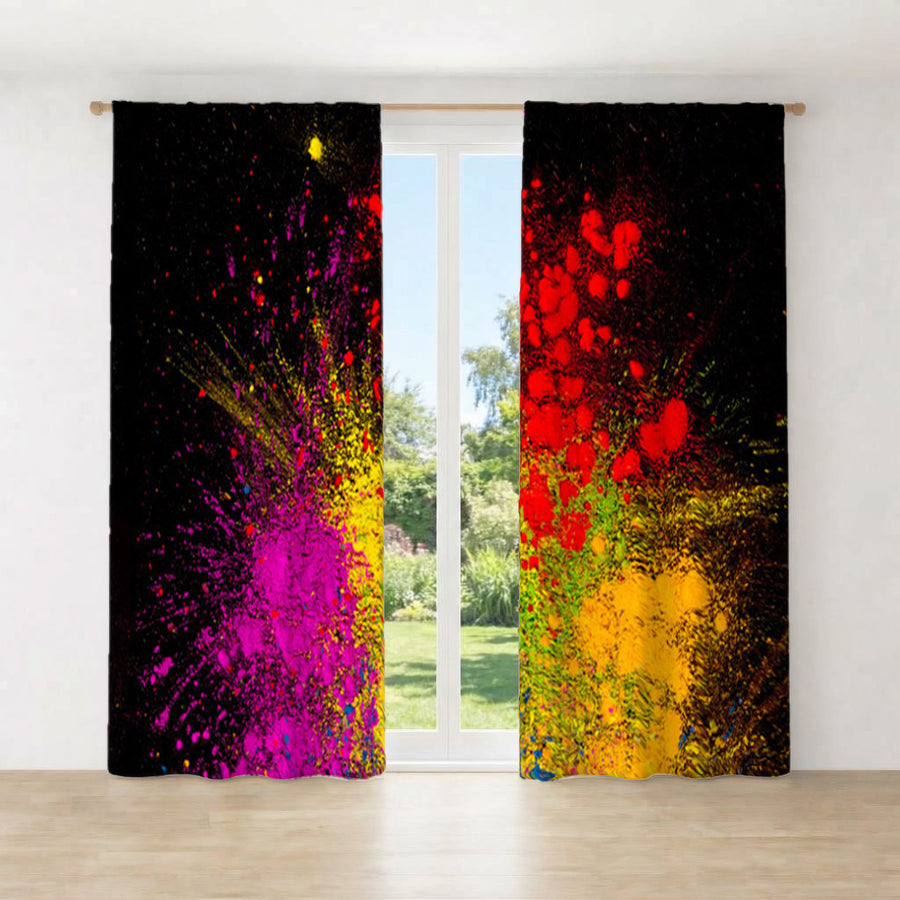Bright Powder Burst Abstract Pattern Window Curtains