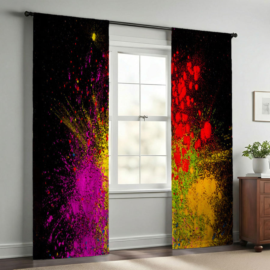 Bright Powder Burst Abstract Pattern Window Curtains