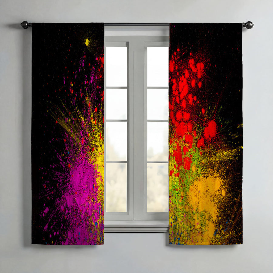 Bright Powder Burst Abstract Pattern Window Curtains