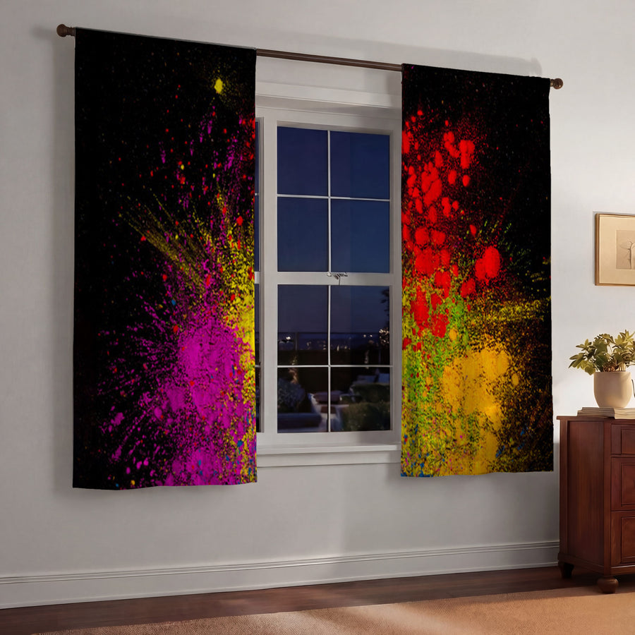 Bright Powder Burst Abstract Pattern Window Curtains
