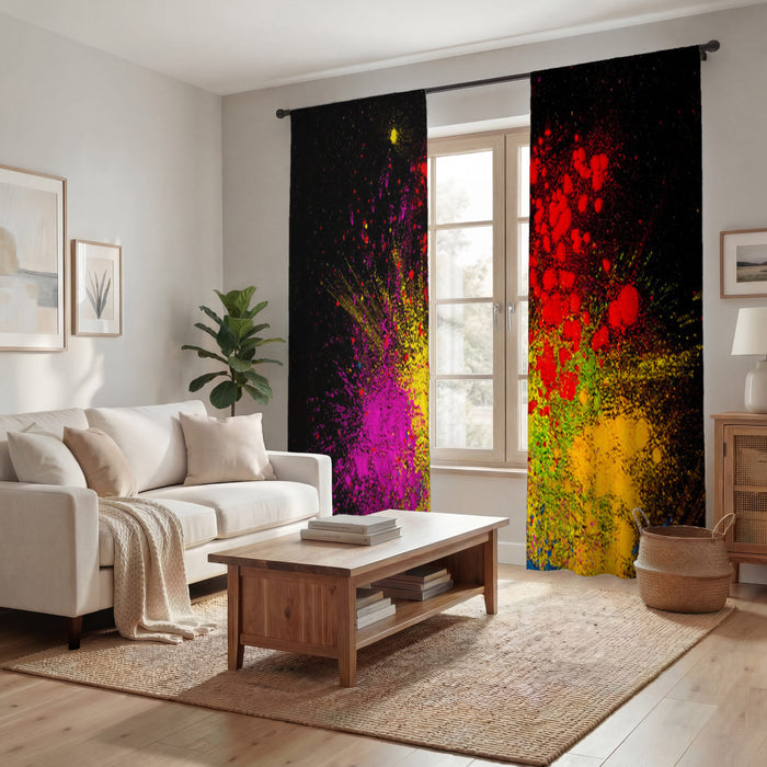 Bright Powder Burst Abstract Pattern Window Curtains