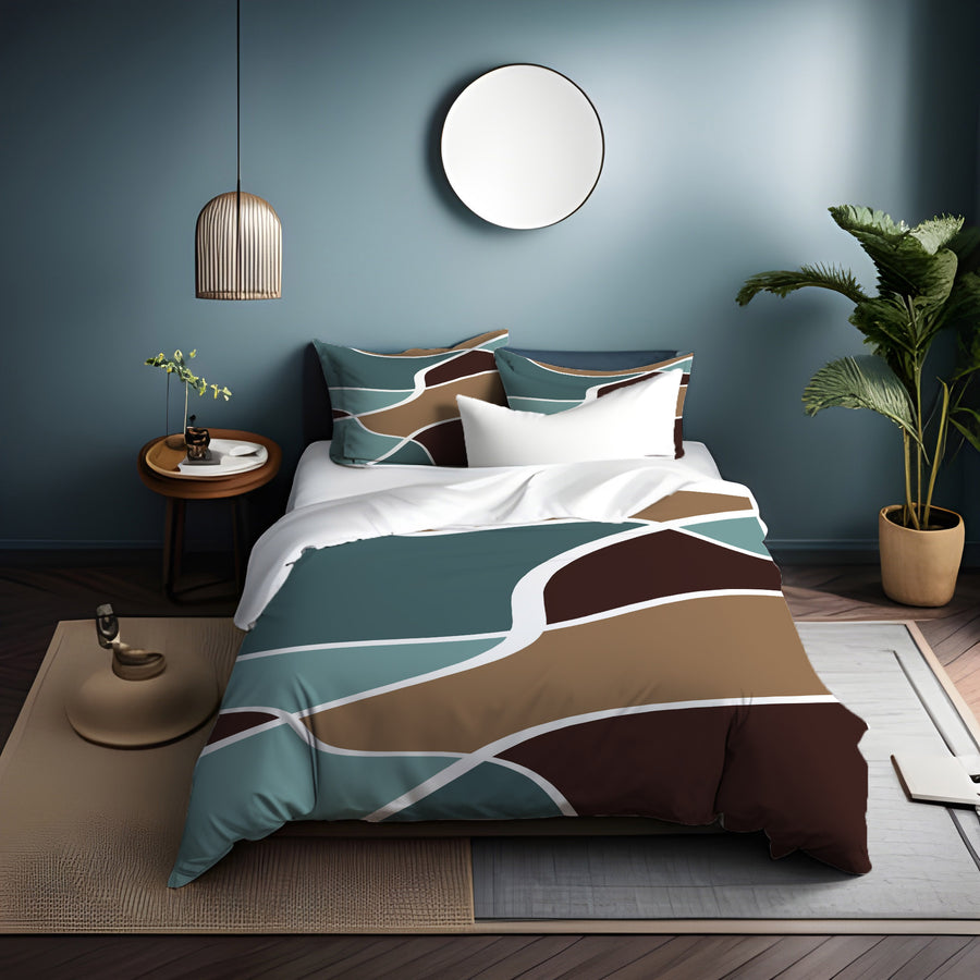 Earth Tone Organic Shape Abstract Pattern Duvet Cover