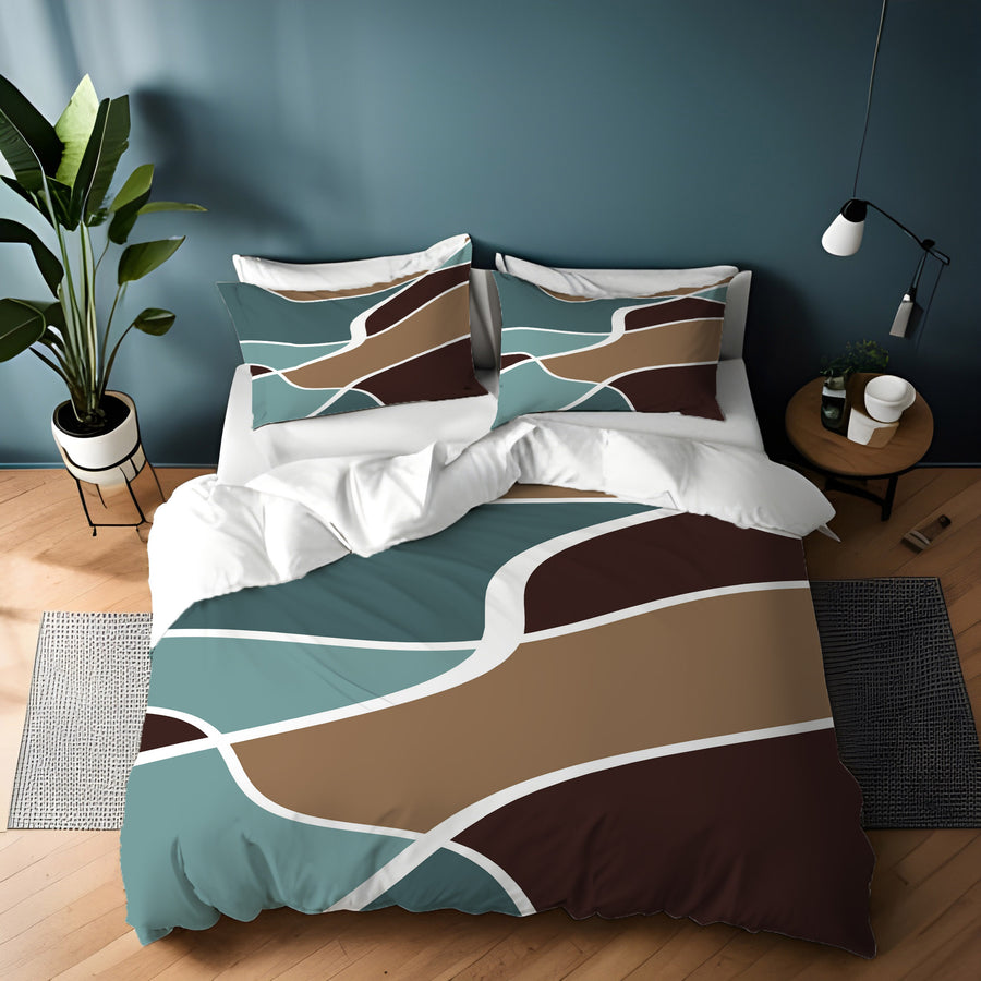 Earth Tone Organic Shape Abstract Pattern Duvet Cover