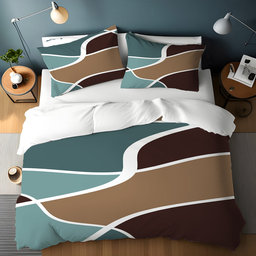 Earth Tone Organic Shape Abstract Pattern Duvet Cover