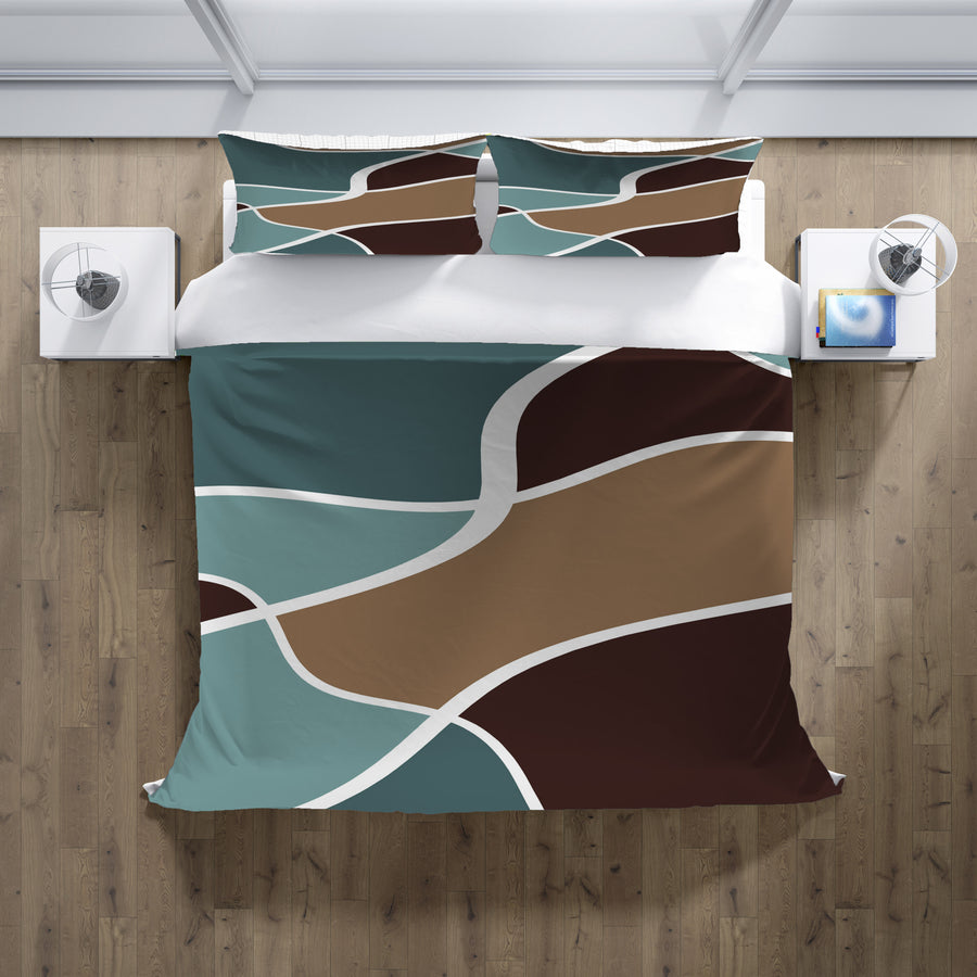 Earth Tone Organic Shape Abstract Pattern Duvet Cover