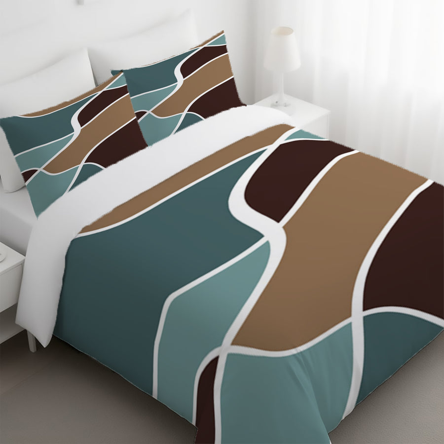 Earth Tone Organic Shape Abstract Pattern Duvet Cover