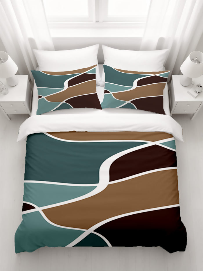 Earth Tone Organic Shape Abstract Pattern Duvet Cover