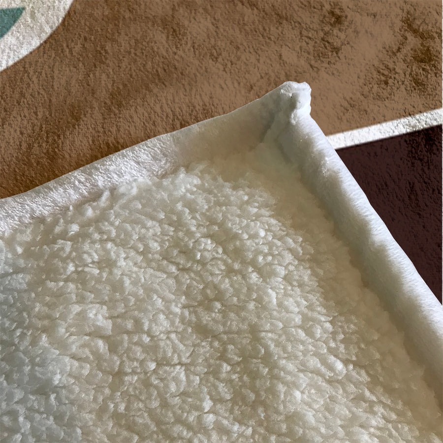 Earth Tone Organic Shape Abstract Pattern Fleece Sherpa Blanket