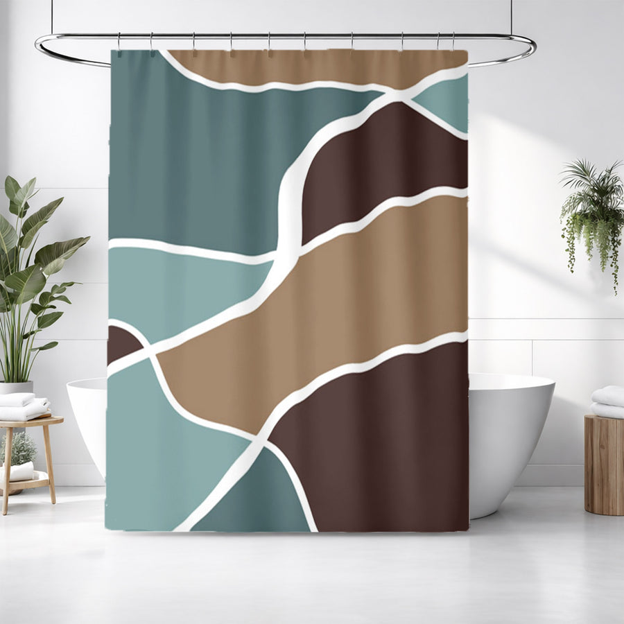 Earth Tone Organic Shape Abstract Pattern Shower Curtain