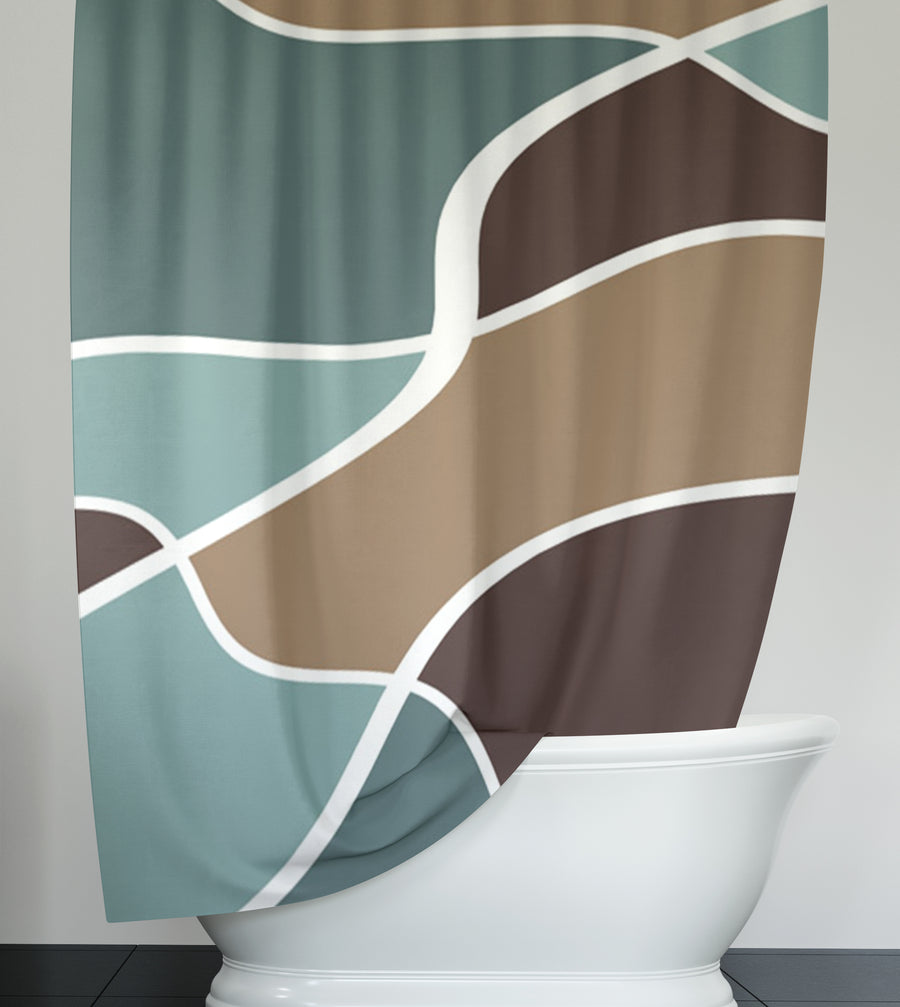 Earth Tone Organic Shape Abstract Pattern Shower Curtain