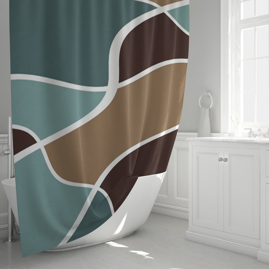 Earth Tone Organic Shape Abstract Pattern Shower Curtain