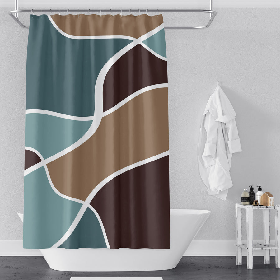 Earth Tone Organic Shape Abstract Pattern Shower Curtain