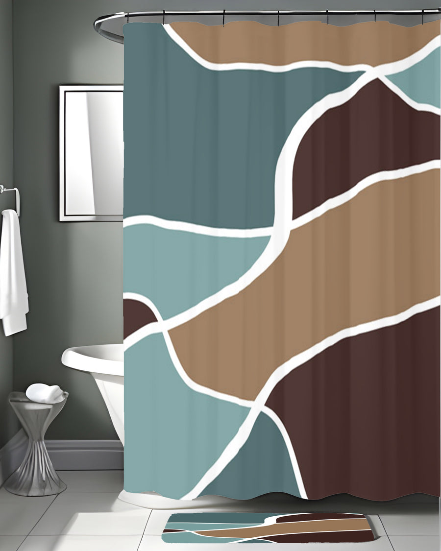 Earth Tone Organic Shape Abstract Pattern Shower Curtain