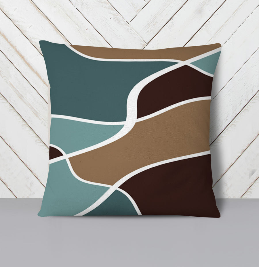 Earth Tone Organic Shape Abstract Pattern Throw Pillow Cover