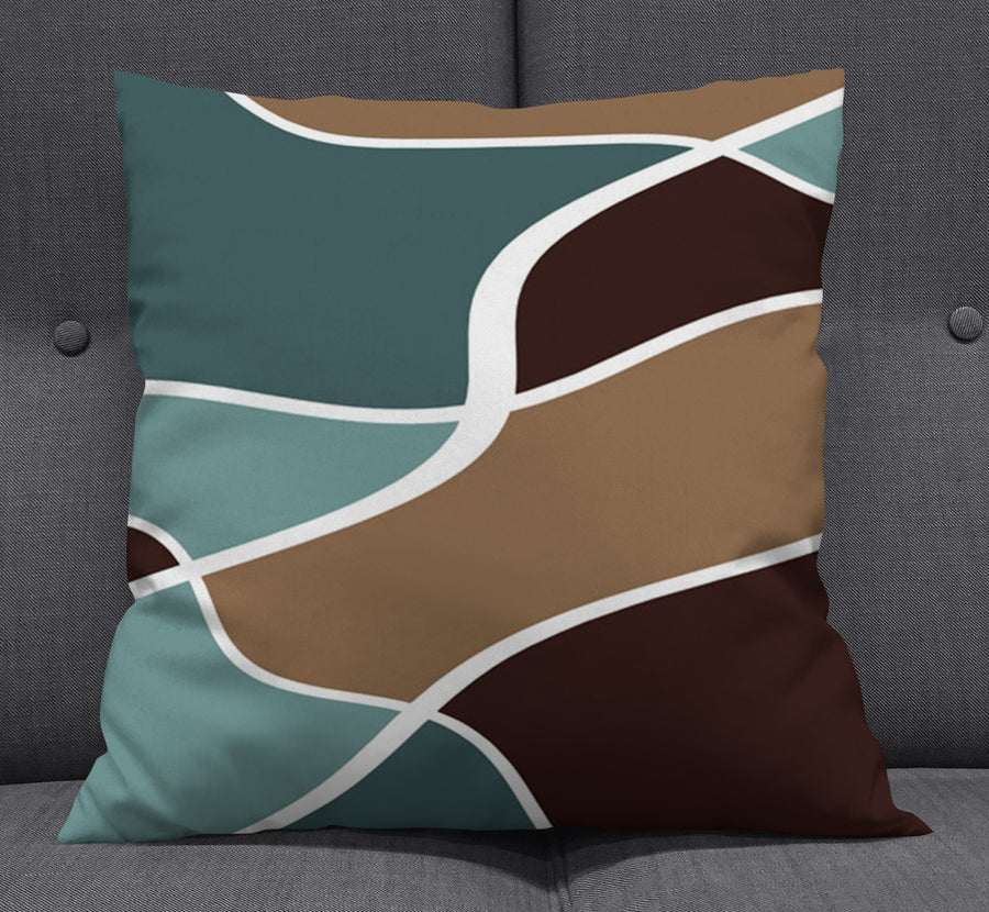 Earth Tone Organic Shape Abstract Pattern Throw Pillow Cover