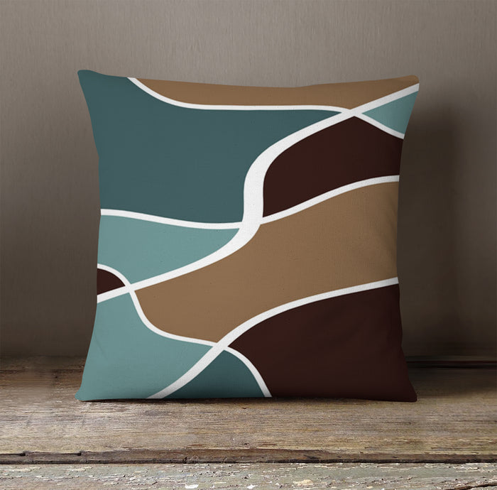 Earth Tone Organic Shape Abstract Pattern Throw Pillow Cover