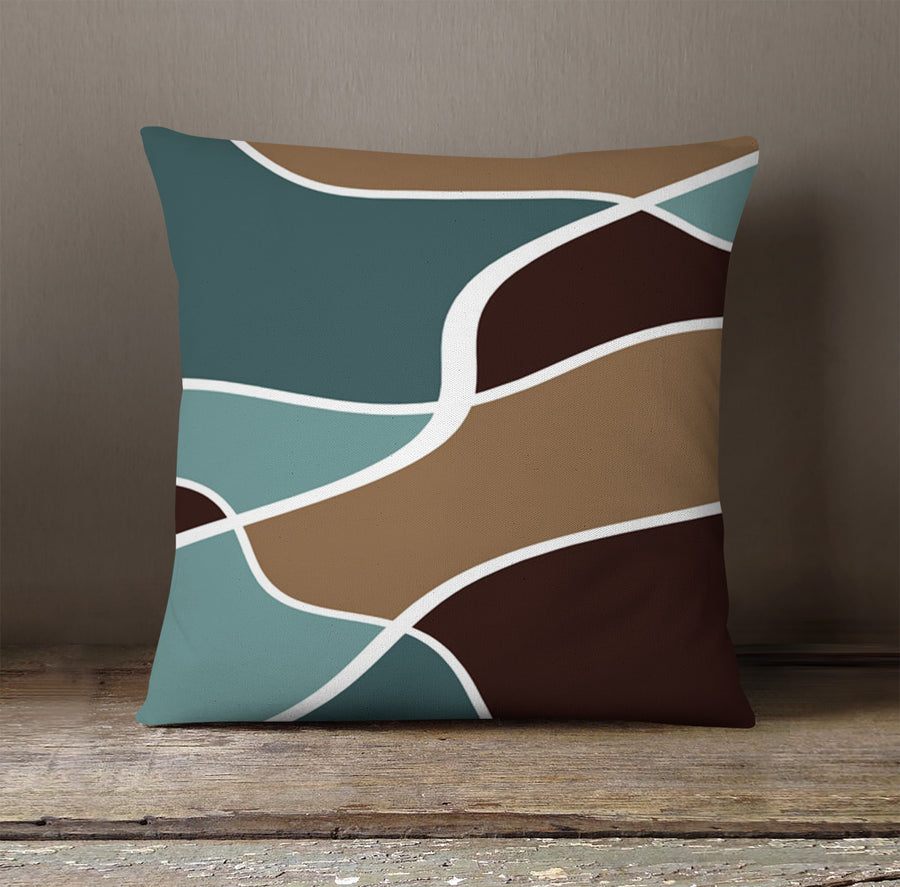 Earth Tone Organic Shape Abstract Pattern Throw Pillow Cover