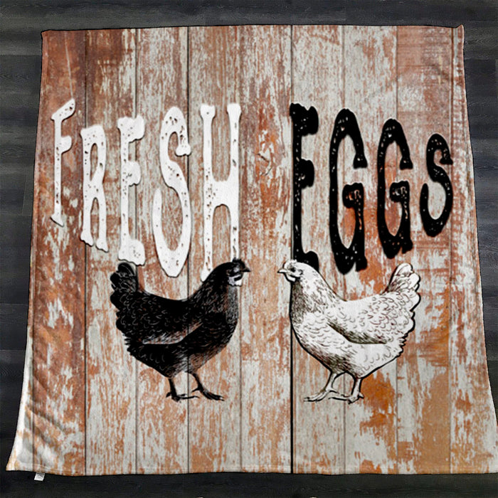 Farm Fresh Eggs Rustic Farm Sign Pattern Fleece Sherpa Blanket