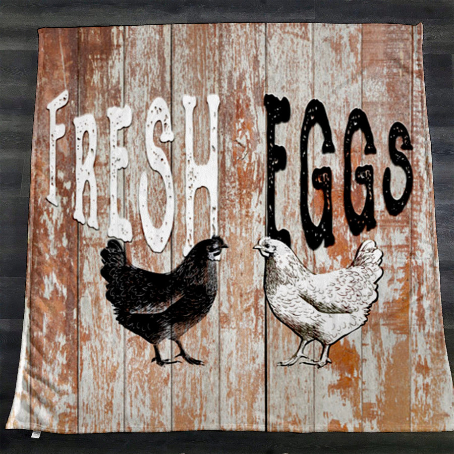 Farm Fresh Eggs Rustic Farm Sign Pattern Fleece Sherpa Blanket