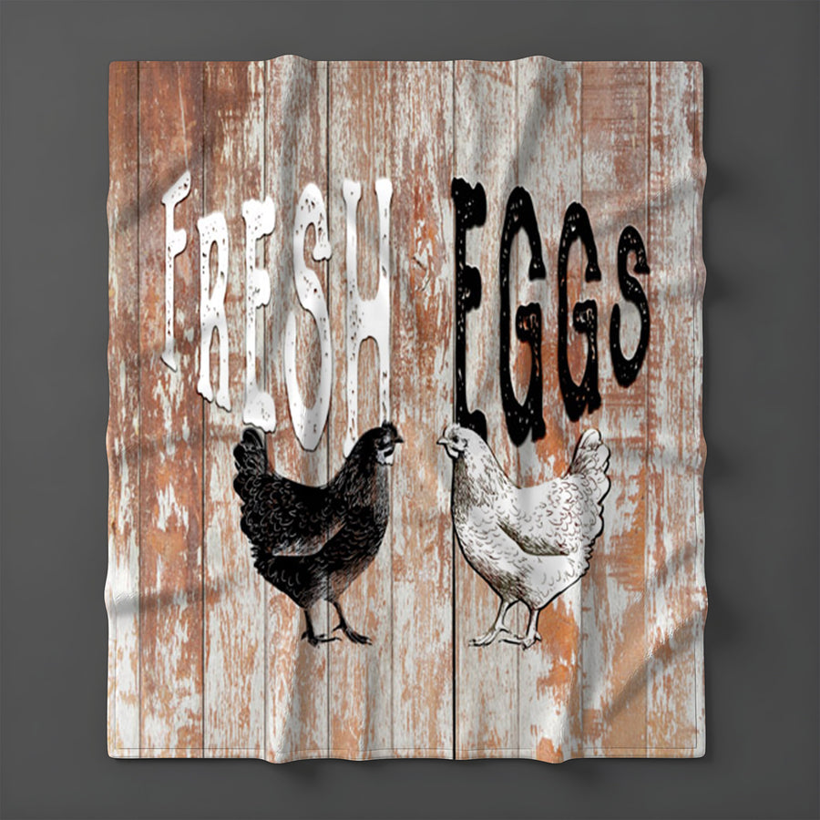 Farm Fresh Eggs Rustic Farm Sign Pattern Fleece Sherpa Blanket