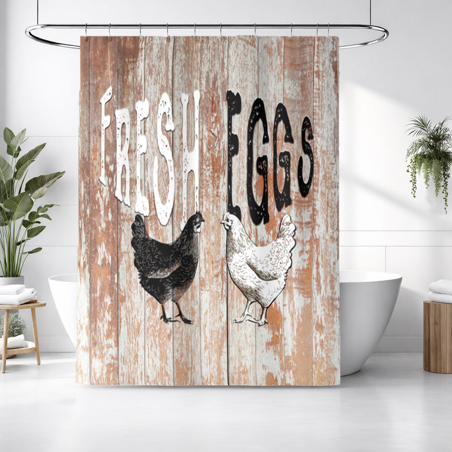 Farm Fresh Eggs Rustic Farm Sign Pattern Shower Curtain
