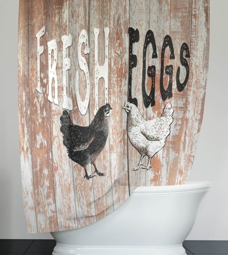 Farm Fresh Eggs Rustic Farm Sign Pattern Shower Curtain