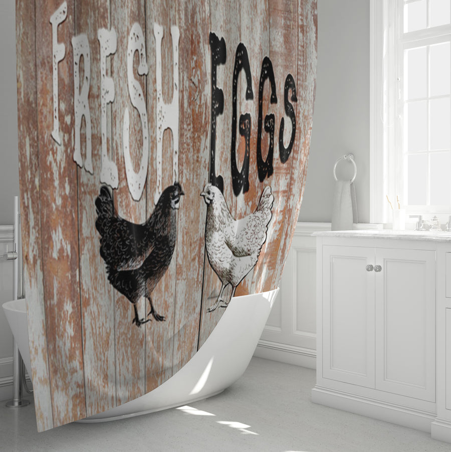Farm Fresh Eggs Rustic Farm Sign Pattern Shower Curtain