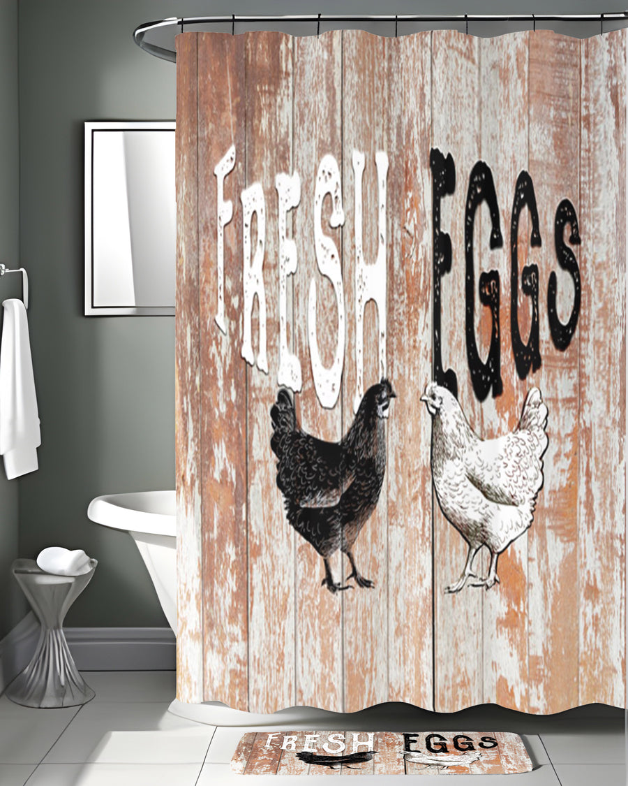 Farm Fresh Eggs Rustic Farm Sign Pattern Shower Curtain