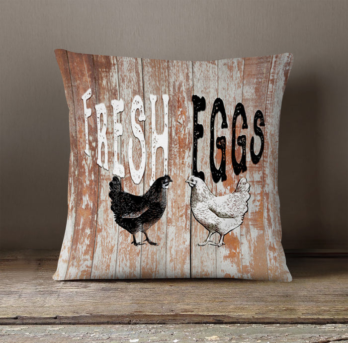 Farm Fresh Eggs Rustic Farm Sign Pattern Throw Pillow Cover