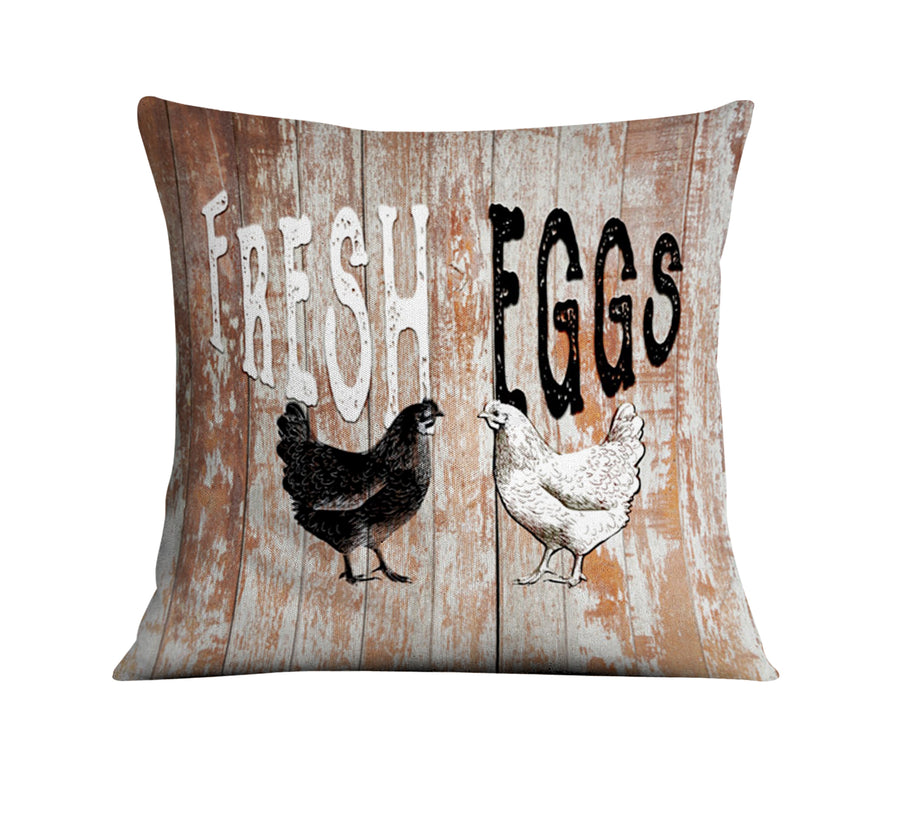 Farm Fresh Eggs Rustic Farm Sign Pattern Throw Pillow Cover